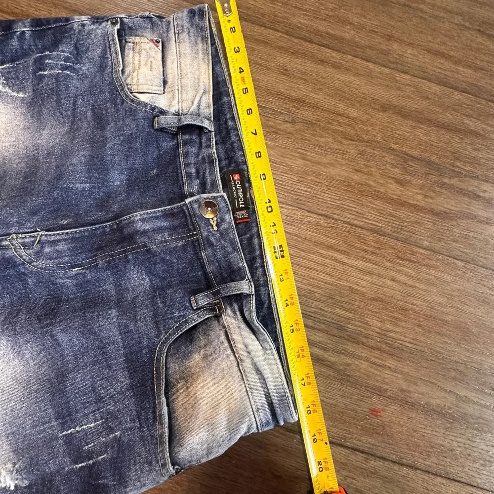Southpole Denim Biker Streetwear Shorts Mens Size 38 Blue‎ Distressed Cut Off